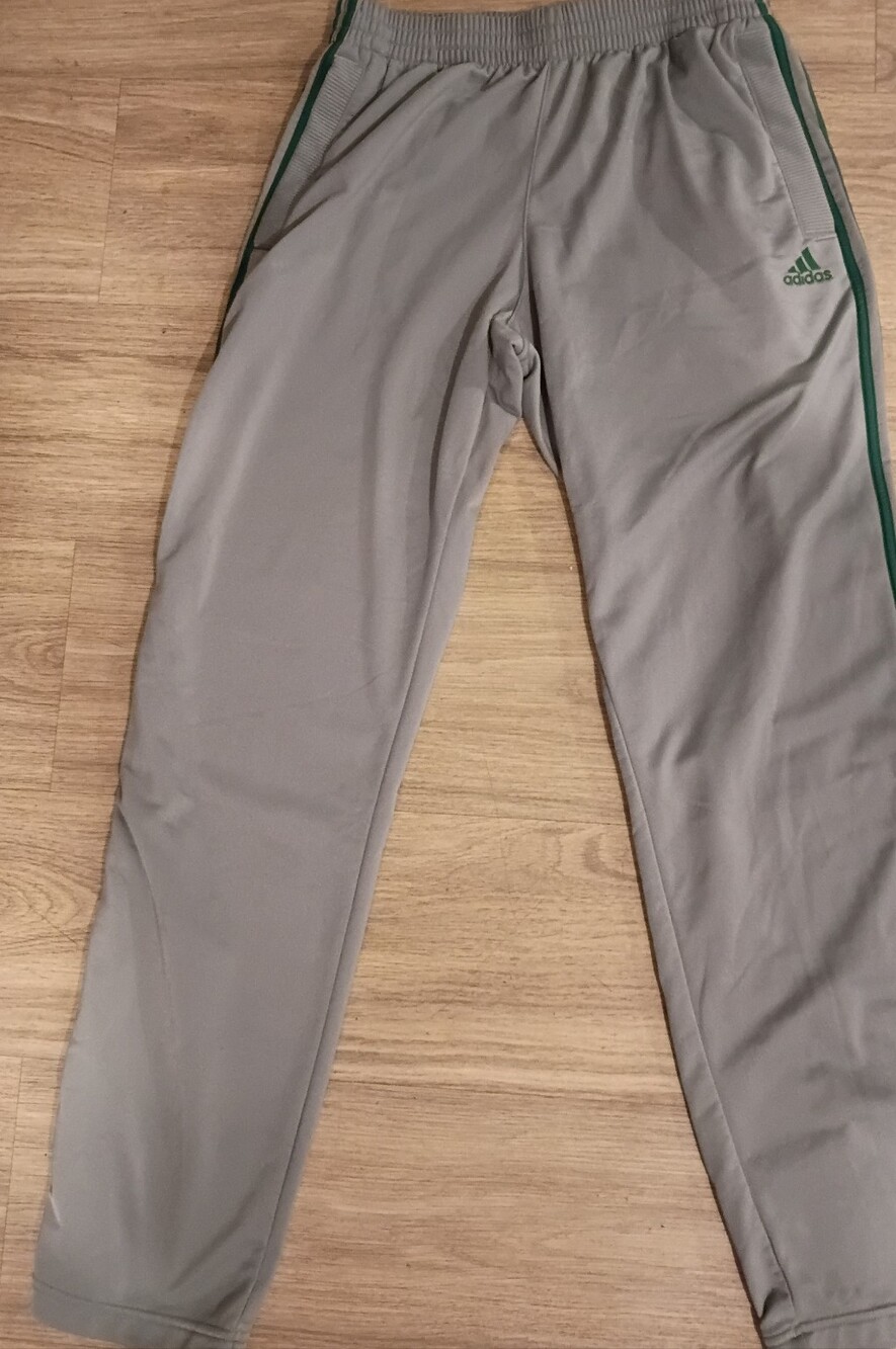 Men's Gray Track Pants with Green Trim
